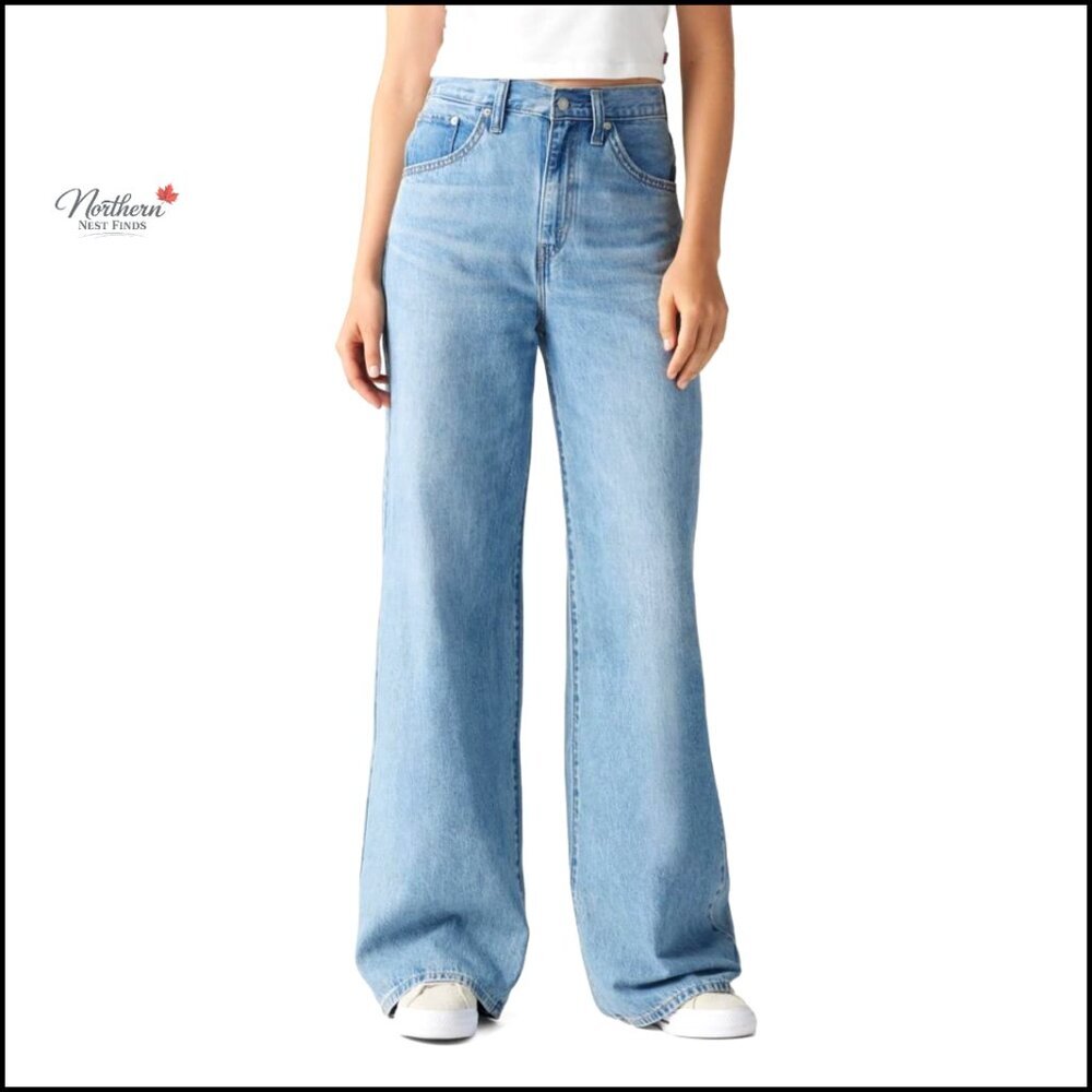 High Rise Baggy Jeans with Adjustable Cinch Back, Size 27